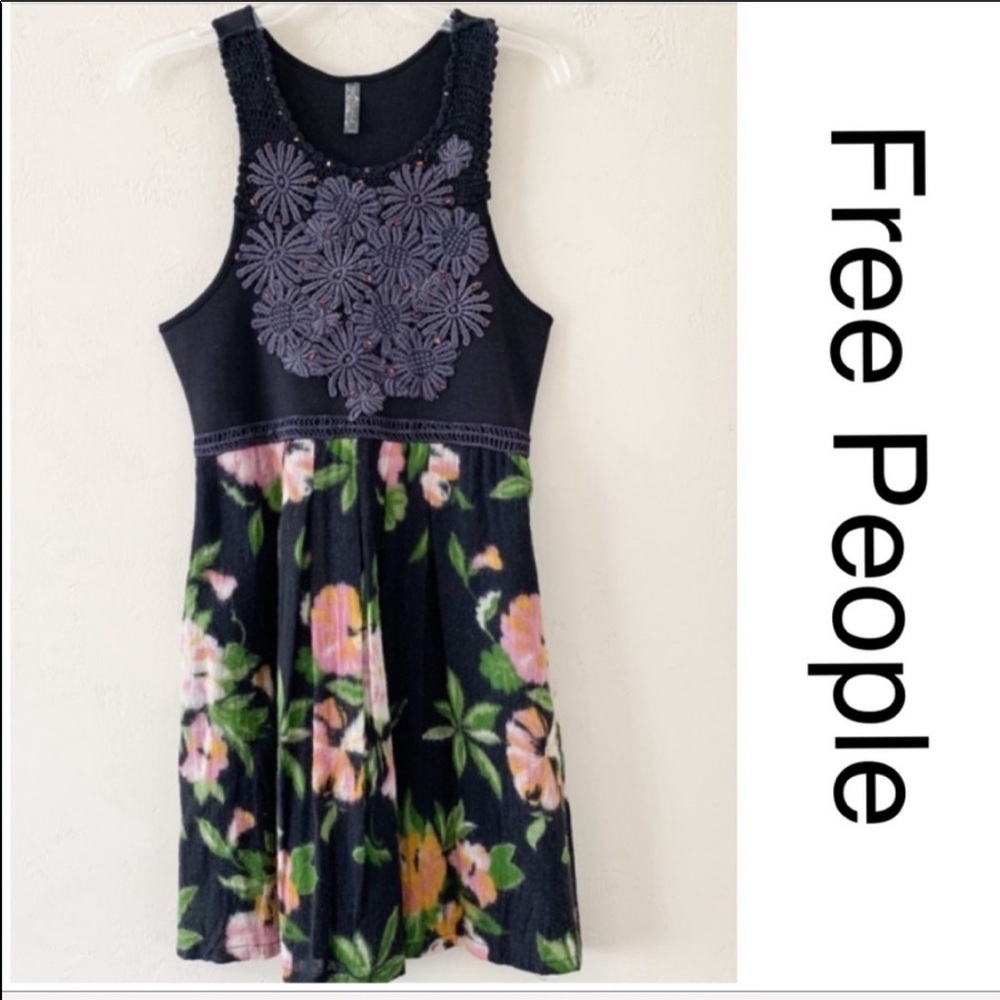 Free People Dress Embroidered Top Flowered Bottom